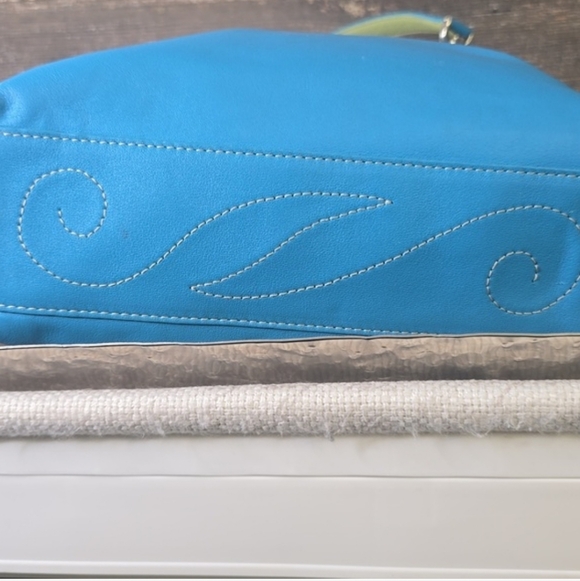 Brighton Jodi  Blue Heart Reversible Leather Tote Shoulder Bag - Picture 5 of 7